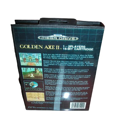 Aditi Golden Ax 2 Eu Cover со кутија и прирачник за Sega Megadrive Genesis Video Game Console 16 бит MD картичка