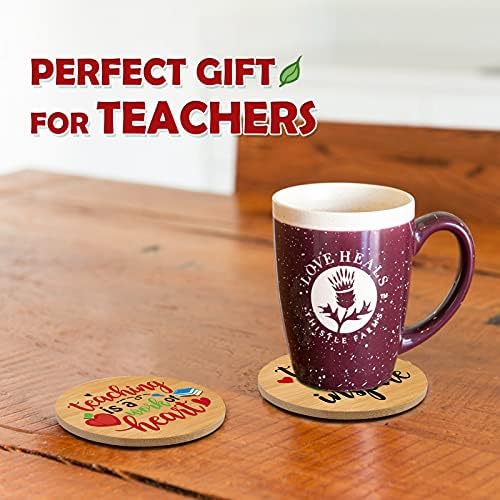 Благодарност На наставникот Подароци За Наставници 6 парчиња Бамбусови Дрвени Подлоги за Шолја За Кафе За Наставници Со Инспирирани