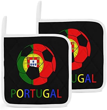 Држачи за садови во Португал Фудбал, отпорни на топлина, топли влошки за готвење кујна со 2 парчиња сет