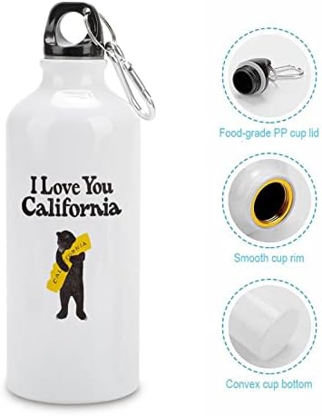 Те сакам Калифорнија Алуминиумско спортско шише со вода со капаци и карабинер изолиран Тумблер за кампување со велосипеди кои патуваат