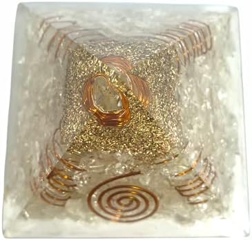 Духовен елемент Реики наполнет чакра заздравување 4 еднострани бакарни калеми кристални оргони пирамида со јасен кристален скапоцен