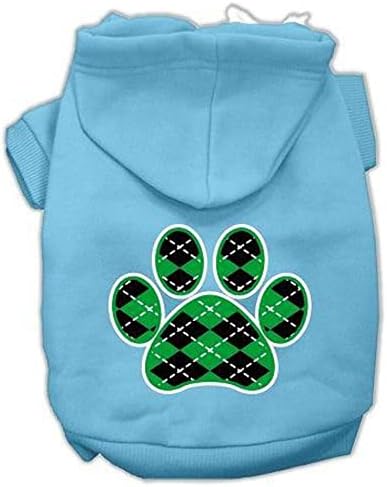 Mirage Pet Products 20 Argyle Paw Green Screen Print Hoodie, 3x-Large, Baby Blue