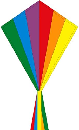 HQ Kites Rainbow Eddy Diamond Kite 28 инчи единечен - линија змеј со опашка - активна забава на отворено за возраст од 5 и повеќе години