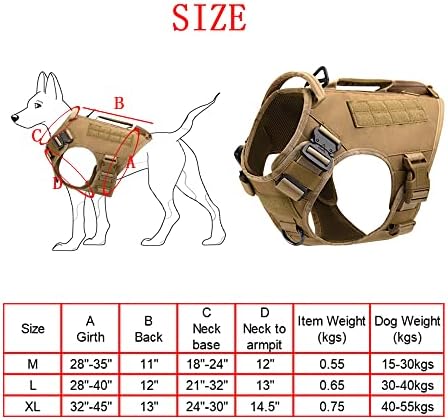 Conqulity Tactical Dog Harness, k9 harness за кучиња, силен прилагодлив воен елек со метални токи за големи кучиња