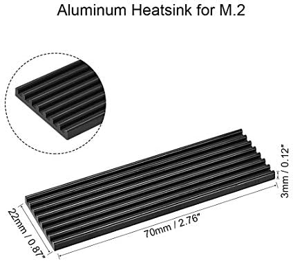 Uxcell Aluminum Heatsink комплет 70x22x3mm црна со две силиконски термички влошки за M.2, за 2280 SSD