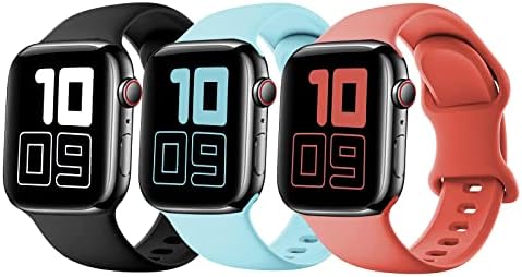 [3 пакет] Силиконски каиш компатибилен со деца Apple Watch Band, меки спортови за замена на ленти за iWatch Ultra Series 8 7