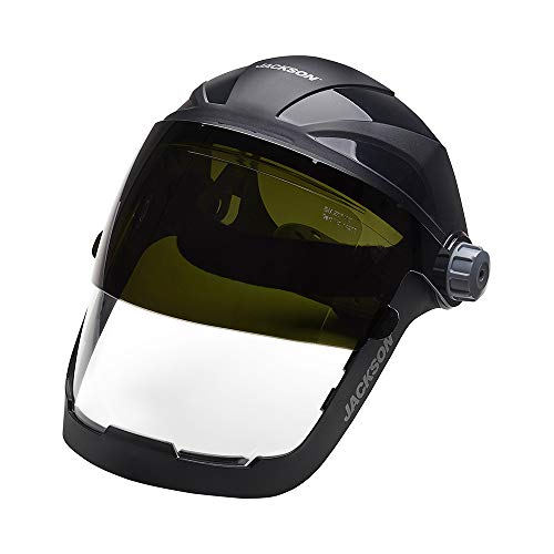 Безбедност на Jackson Quad500 Shield Face со сенка 5 IR заварување визир, трескање, чиста нијанса, облога против магла, црна, 14230