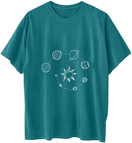 Womenените гроздобер потресени врвови на месечината печурка графичка маица плус големина капка рамо рамо со долги ракави врвна кошула на
