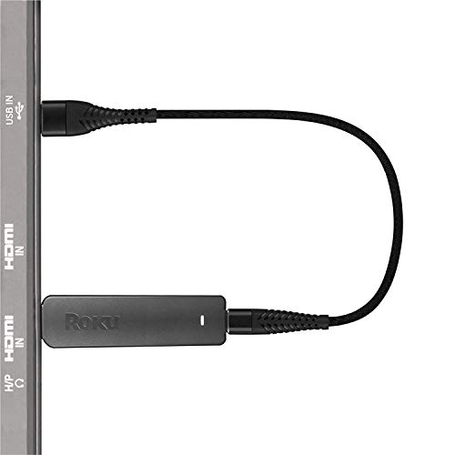 USB-кабел за напојување компатибилен за Roku Chromecast TV Streaming Stick-кабел за полнач, плетенка од 11-инчни кратки, 2-пакувања