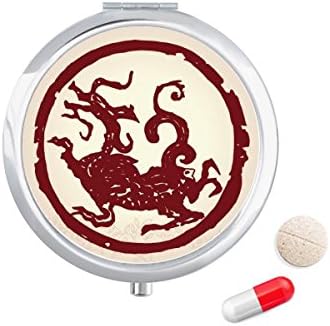 Кинески Змеј Животински Круг Портрет Пилула Случај Џеб Медицина Кутија За Складирање Контејнер Диспензерот