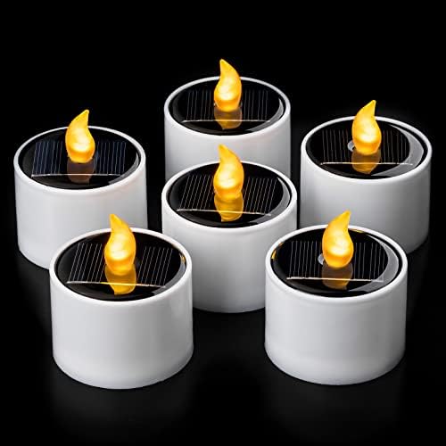 SingTok 6PCS Соларни Чај Светла, Водоотпорен ПОЛНЕЊЕ LED Flameless Tealight Свеќи Со Самрак До Зори Светлосен Сензор За Прозорец На Фенер