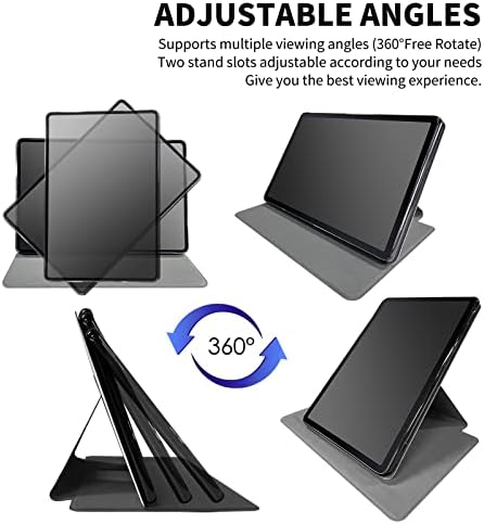 Случај за Samsung Galaxy Tab A8 10,5 инчи 2022 модел, PU кожа 360 степени ротирачки паметен штанд заштитен капак со автоматско будење/спиење,
