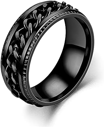 Udolfly mens fidget rings ringsвони вознемиреност за мажи, жени ланец Спинер прстени за деца тинејџерски титаниумски челични прстени