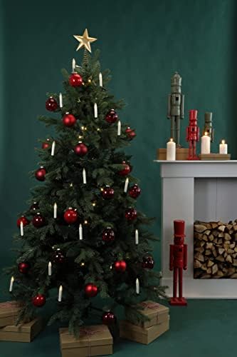ДН декорација Длабоко црвено стакло божиќни украси, 3,15 ”висечки Божиќни бомби за декорација на Божиќ, сет од 9 декор за празник,