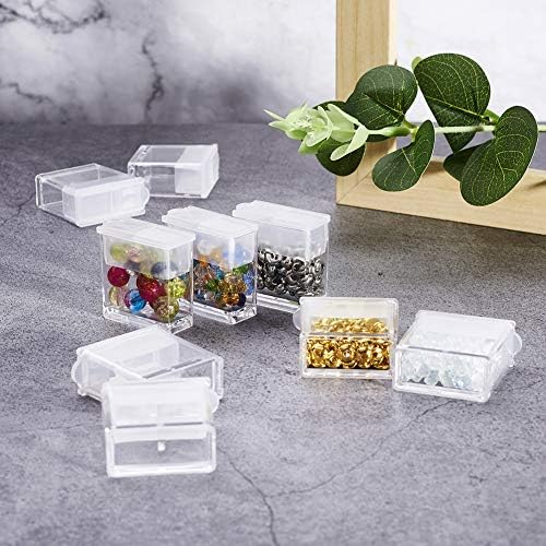 Fashewelry 20pcs 1x1 ”Пластична флип -горната семе од мониста мали контејнери за складирање дијамантска сликарска кутија правоаголник транспарентни