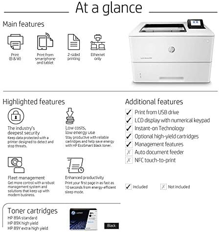 HP Laserjet Претпријатие M507dn Монохроматски Печатач со вграден Етернет &засилувач; 2-странично Печатење Бело