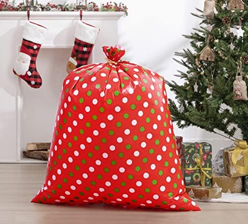 Dreamcountry 3 пакет џамбо торби за Божиќни подароци 36 x 44 in, големи торби за подароци со ознака и вратоврска, преголеми Божиќни