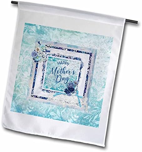 3drose Слика на денот на мајките, прекрасна рамка со сина флора - знамиња