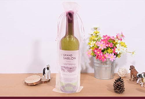 Bezall 20 парчиња органза торби за подароци за вино со влечење за стаклени шишиња со алкохол, розови чиста шишиња за бебешки туш