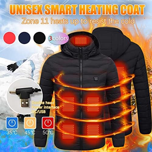 Комиорска загреана јакна за мажи и жени, загреано палто загреано затоплување на качулка USB USB Електрична загреана јакна за полнење