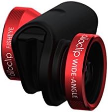 OLLOCLIP-4-во-1 леќи поставени за iPhone 6/6S и 6/6S плус-широк агол, Fisheye и макро премиум стаклени леќи-леќи: црвена/црна