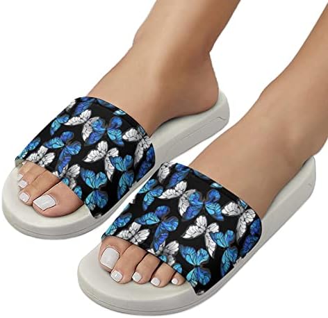 Сини пеперутки куќата сандали кои не се лизгаат отворени папучи за маса за масажа бања за туширање