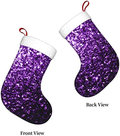 Yilequan 18 инчи Божиќни чорапи класични чорапи, прекрасен виолетова сјај, за украси за семејни празници за Божиќни забави