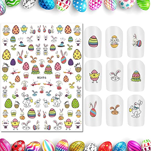 Велигденски налепници за уметност на нокти Велигденски јајца зајаче пеперутка декорации за нокти за нокти, Велигденски корпи за подножје, Велигденска