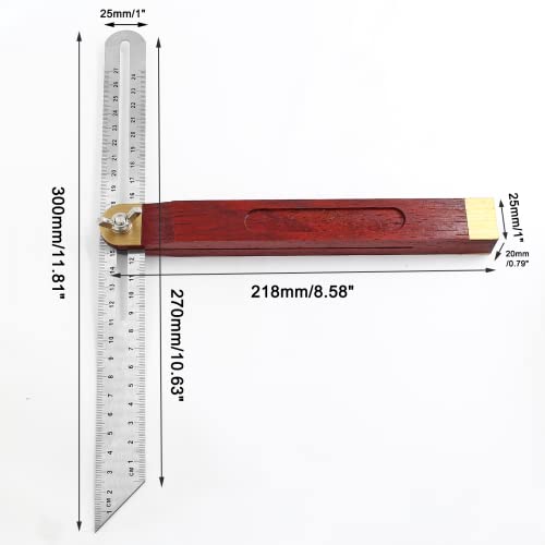 Biaungdo 27cm/10.6 Пронаоѓач на агол на мерач на мерач на T-BEVER, лизгачки 360 степени прилагодлива алатка за мерење на квадрат