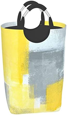 Сиво И Жолто Апстрактно Уметничко Сликарство Пакет Валкани Алишта, Преклопливи, Со Рачка, Погодни За Складирање На Домот Во Плакарот Во Бањата