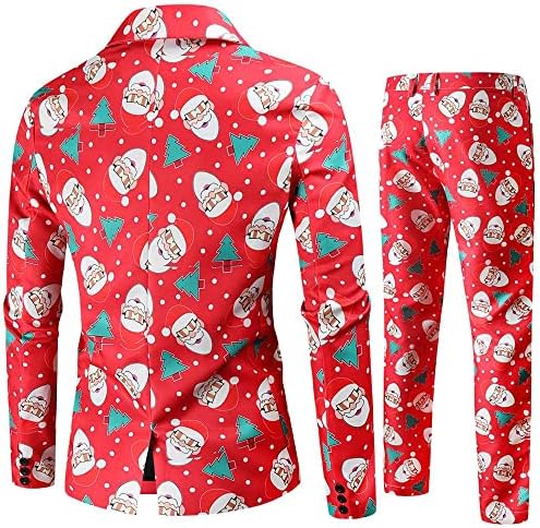 Акимпе мажи 2 парчиња облека за печатени костуми за Божиќ, врвови од јакна од 1 парчиња лапчиња + 1 парчиња долги панталони модни обични тенок сетови