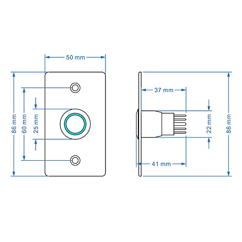 Копче за излез на водоотпорно излез на Гагалор со LED IP67 Прекинувач за притискање на вратата NO & NC не'рѓосувачки челик 86 * 50мм