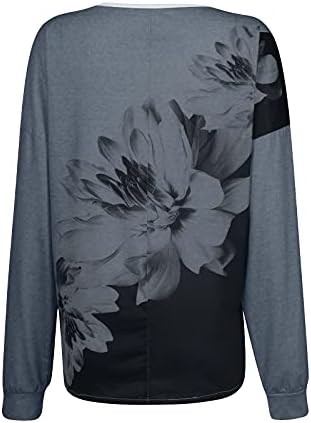 Buttonенски моден копче V-јака со долга ракав Топ јакна за печатење на кошула за ракави за ракави, блејзер Полос маички блузи