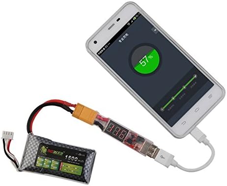 Конектор за напојување XT60-приклучок до USB приклучок конектор со напон LCD дисплеј за iPhone Android