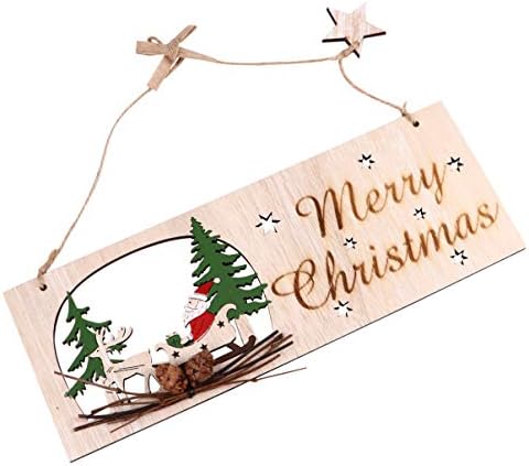 Nuobesty Среќен Божиќен знак Дрвена врата wallид што виси украси од табла за отсекување на вратата на вратата Плакета за Божиќни празници
