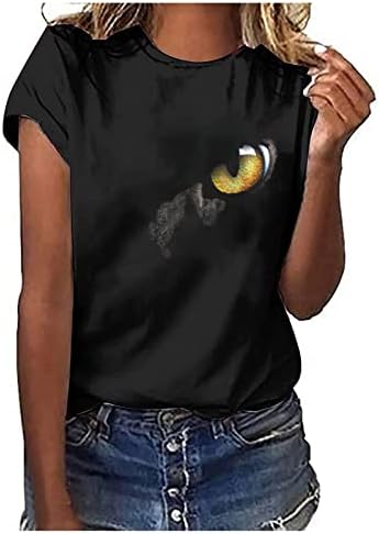 3Д маичка за печатење мачки за жени трендовски графички маички екипаж вратот Симпатични врвови на животински маици маици 2023 летни