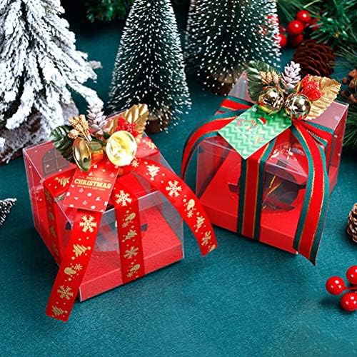 10сетови Божиќна Проѕирна Кутија Со Јаболка Кутија За Чување Бонбони Кутија За Пакување Подароци Домашен Декор За Прослава