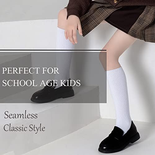 Маршаре девојки колено високи чорапи деца момчиња школа униформа беспрекорна памучна чорапи чорапи бело црно сиво 3/6 пакет
