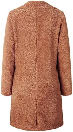 Женски нејасни руно палта лапел отворени предни кардигански јакни faux крзно удобност топла зимска надворешна облека со палто од грашок од грашок