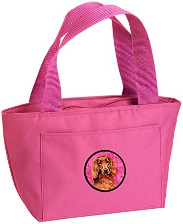 Caroline's Treasures LH9389PK-8808 Pink Irish Setter Lunch Bag, Insulated Lunch Box Tote Bag for Women Adult Men, Reusable Small Cooler