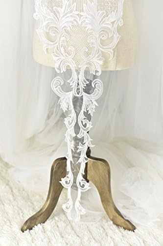 45 x10 Апликација за венчаница со венчавки од слонова коска од чипка за декорација на чипка невестински превез со 1 парче