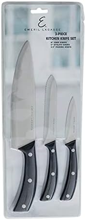 Емерил Лагас 3 -парчиња обележани кујнски нож сет - 8 „нож за готвачи, 5“ засилен нож за комунални услуги и нож за паркирање и 3,5 ” - без