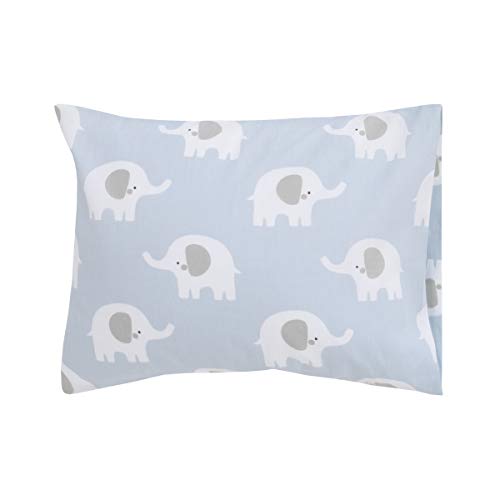 Sumersault Soft Toddler Travel Travel Pemlowbase - Сини и сиви слонови - 13,5 ”x 10,5” памучна перница за перници за деца и деца за деца