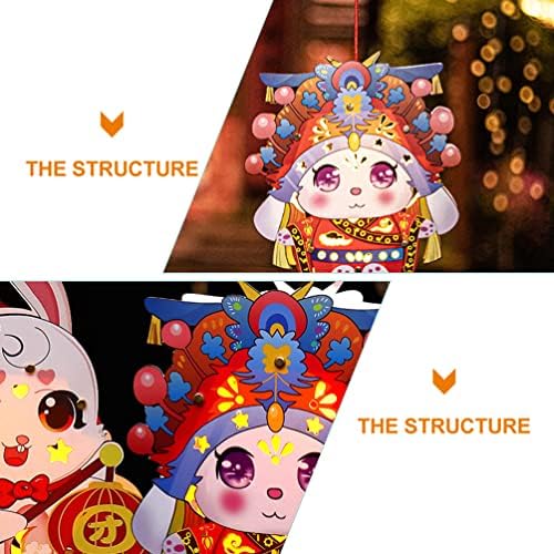 PATKAW Јапонски 1 сет DIY зајак хартија Фестивал на пролет, предводен светлосен светлина, маскота за зајак, кинески новогодишен