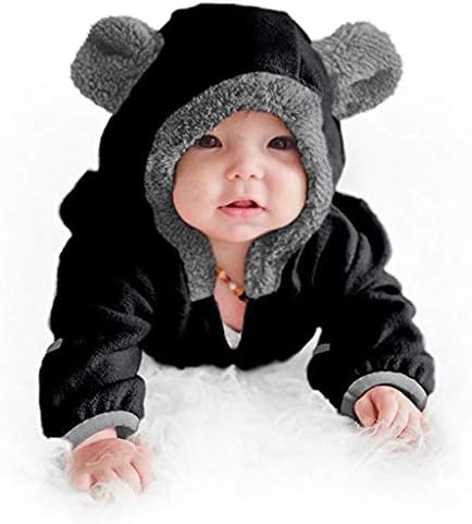 Бебе цврсти девојки новороденче качулка момчиња руно облека, роперски уши, скокање со цртани момчиња, палто и јакна