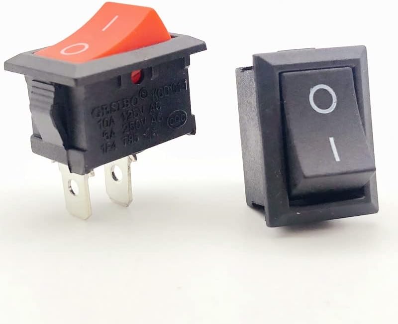1/5 парчиња мали рокерски прекинувачи KCD1, вклучено/исклучено, електрична опрема, 2pin, 2 позиција, 15 * 21mm, 6A 250VAC/10A 125VAC, црвена,