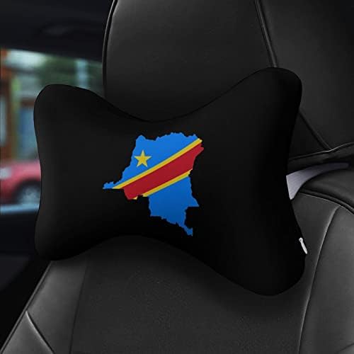 Конго Знаме Мапа Автомобил Вратот перница 2 ПАРЧИЊА Дише Главата Вратот Одмор Перница Универзална Мека Поддршка Вратот Потпирачот