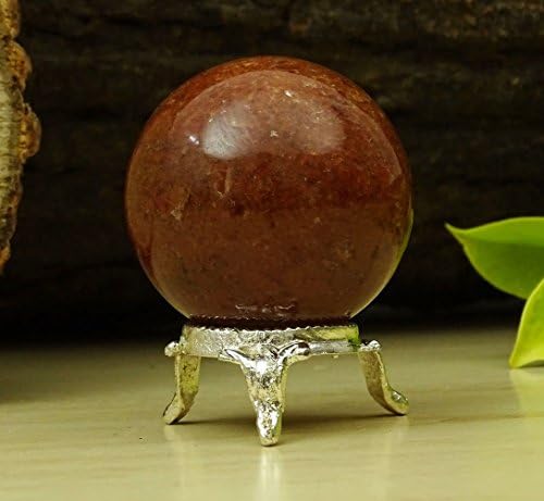 Reikiera Red Aventurine Sphere Stone Toll со Ring Stand Aura Ballancing Crystal Reiki заздравување- Изберете големина