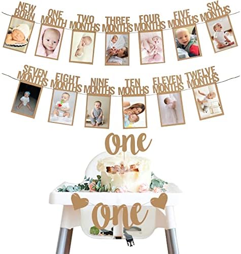 Дрво Боја 1-ви Роденден Бебе Фото Банер За Новороденче до 12 Месеци И Азбука ЕДЕН Бантинг, Азбука Еден Торта Топпер За Бебе Шоу