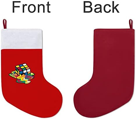 Топење на коцки Божиќни чорапи црвен кадифе со бела торба за бонбони Божиќни украси и додаток на семејна забава